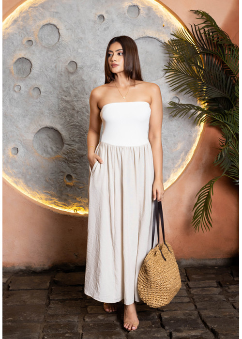 WHITE NATASHA BANDEAU DRESS 